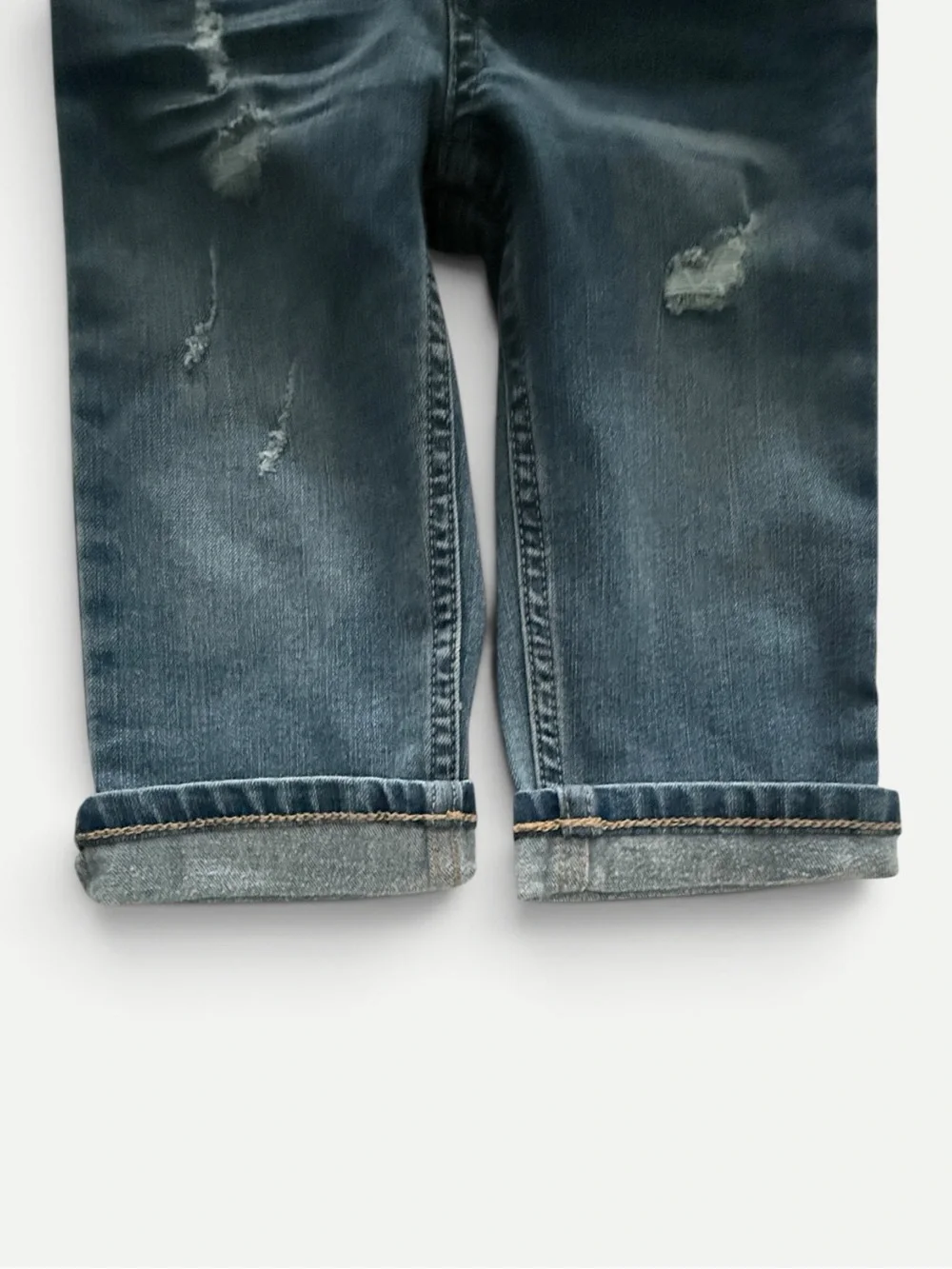 Levi’s Baby 9M Pull-On Jeans Vintage Sky Distressed Cuffed Stretch Denim NWT